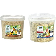 Dehner Natura Wildvogelfutter, gehackte Erdnüsse, 5 l (3.4 kg) & Natura Wildvogelfutter, schalenfreies Streufutter, 3.6 kg