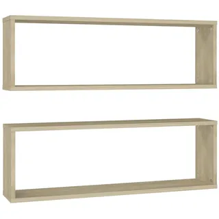 vidaXL Wandregalset 2-teilig 80/15/26,5 cm aus Holzwerkstoff Sonoma-Eiche Dekor , Sonoma Eiche , Strukturbuche , Rechteckig , 80x26.5x15 cm , Wohnzimmer, Regale, Wandregale