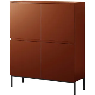 Selsey Highboard ¦ rot ¦ Maße cm 4 Türen 8 Fächer Ziegelrot Schwarze Beine Bemmi