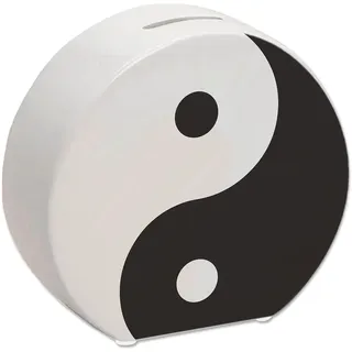 speecheese Spardose mit Yin und Yang Design - Chinesische Philosophie als Geschenkidee für Sparer und Asien-Kultur-Interessierte, Schwarz/Weiß, 13 cm x 14 cm x 14 cm, Keramik, Art Deco