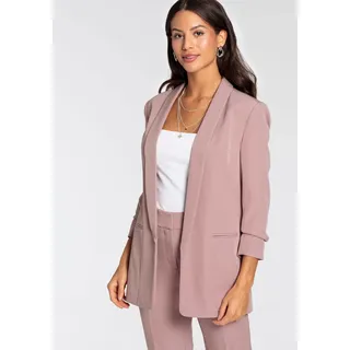 Longblazer LAURA SCOTT, Damen, Gr. 38, rosa, Web, Obermaterial: 90% Polyester, 10% Elasthan. Futter: 100% Polyester, figurbetont hüftbedeckend, Blazer Longblazer, mit gerafften Ärmeln, Topseller