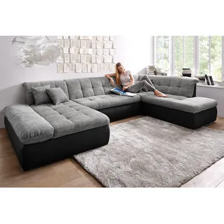 DOMO collection Wohnlandschaft Kunstleder U-Form 3-Sitzer Grau