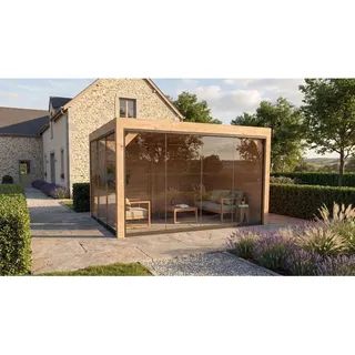 weka Gartenlaube Lumley 399 cm x 307 cm 2x Glasschiebetür und 2 x Holzwand