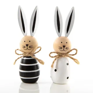 Osterhasen-Figuren, 2 Stück: Kleine Dekohasen, Osterdeko Holz, Dekoration Ostern & Frühling, Oster-Deko Osterhase, Hasen Paar Geschenk, Osterdekoration Hase, Häschen Holzfigur, Hasendeko, 10 x 3,5 cm