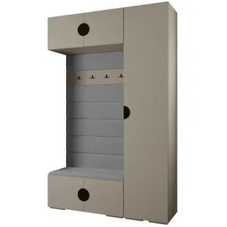 Abiks Möbel Garderoben-Set 236,7/150/47 , Kaschmir, Grau, Schwarz , Holz , Nachbildung , 150x236.7x47 cm , Garderobe, Garderoben-Sets & Garderoben-Serien, Garderoben-Sets