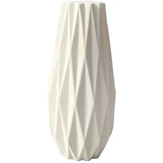 Moderne, einfache Keramik-Vase, getrocknet, modern, abgewinkelt, Steingut, Heimdekoration, Blumenvase, 19 cm, Weiß