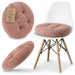 Amazinggirl Sitzkissen Stuhlkissen rund 40 cm - rundes Cordstoff Kissen sitzpolster sitzauflage Polster für Stuhl bürostuhl Bank eckbank bodenkissen softsitter flauschig Cord Rosa