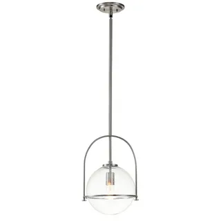 Elstead Lighting Hängeleuchte , Nickelfarben , Metall, Glas , 50.3 cm , Grüner Punkt, RoHS , Lampen & Leuchten, Leuchtenserien