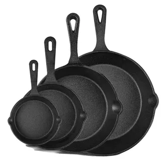 Bratpfanne, Mehrzweckkompatibilität, Langlebiges Gusseisen, 4PCS Set
