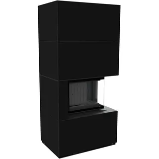 Kaminbausatz KRATKI FLOKI BOX rechts 8 kW Ø 160 Quarzsinter NERO ASSOLUTO schwarz Verkleidung - Schwarz
