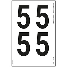 Ein Zahlenblatt – 5 – 9 mm Zahlenhöhe – 300 x 200 mm – selbstklebendes Vinyl