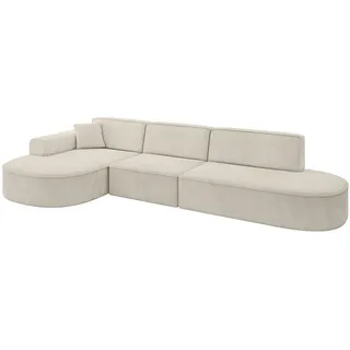 altdecor Eckcouch Samt 4-Sitzer Beige