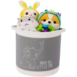 Spielzeugkorb für Baby, Wäschekorb, Deckenkörbe, süße Elefant Kinderzimmer Körbe Spielzeug Aufbewahrungskorb, gewebtes Baumwollseil Kinderzimmer Organisation Bins für Kinder Baby Shower Geschenkkörbe