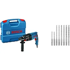 Bosch Professional Bohrhammer GBH 2-26 (Tiefenanschlag, Zusatzhandgriff, 830 Watt-Motor, SDS-Plus Werkzeugaufnahme, Handwerkerkoffer) + 8 tlg. Hammerbohrer SDS plus Set (für Beton)