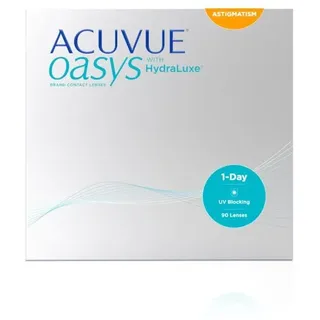 ACUVUE OASYS 1-Day for Astigmatism Kontaktlinsen – Tageslinsen mit angenehmem Tragegefühl – -4.25 dpt, Cyl -1.75, Ach 160 und BC 8,5 – Mit UV Schutz und Austrocknungsschutz – 90 Linsen