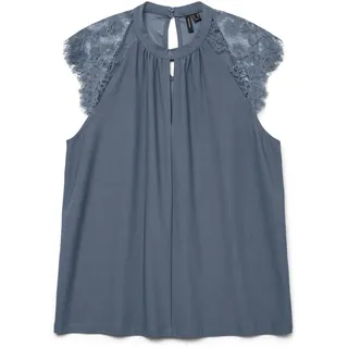 VERO MODA Damen Vmmilla Sl Lace Tee Ga Top, China Blue, Large