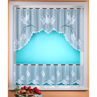 WECKBRODT Eliana Scheibengardine Stangendurchzug 160 x 60 cm Weiß 2-teilig