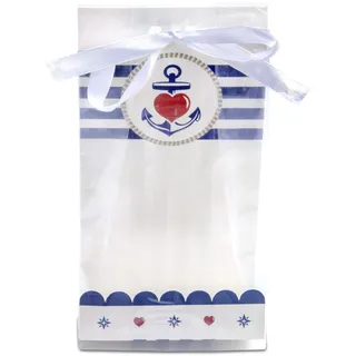 Städter Geschenktüten-Set, Backbord Ahoi ca. 9 x 25 cm Transparent, 24-teilig