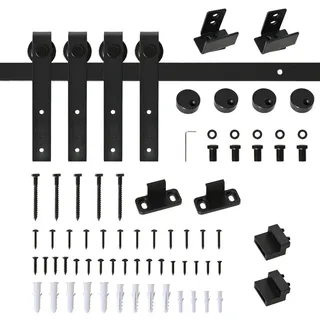 Homcom Schiebetürsystem für Doppelte Holztüren 183 x 0,6 x 18 cm