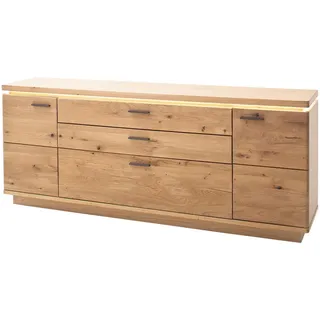 Livetastic Sideboard , Eiche Bianco , Metall , Balkeneiche,Eiche , massiv , 4 Fächer , 3 Schublade(n) Schubladen , 210x84x44 cm , Made in Eu , Kleinmöbel, Kommoden, Sideboards