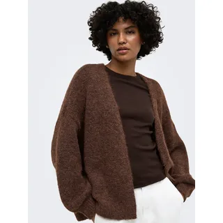 Strickjacke ONLY "ONLNELLIE LS OPEN CARDIGAN KNT", Damen, Gr. S, braun (coffee bean detail:melange), Strick, Obermaterial: 49% Polyester, 21% Nylon, 21% Polyacryl, 7% Wolle, 2% Elasthan, meliert, regular fit normal, V-Ausschnitt, Strickjacken Strickjacke, Materialmix, regular fit, Topseller