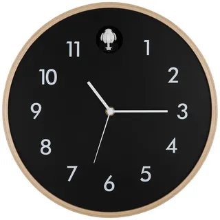 Novel Wanduhr , Naturfarben, Schwarz, Weiß , Holz, Metall, Holzwerkstoff , Eiche , Dekoration, Uhren, Wanduhren