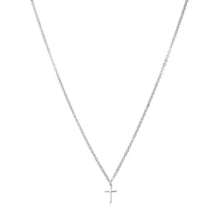 day.berlin Kreuzkette Damen Cross fine in Silber, Halskette 45+5cm mit Anhänger kleines Kreuz (15x10mm), feine Edelstahl Kette nickelfrei und wasserfest