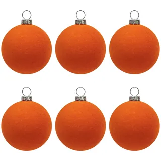 6 stück kunstoff Velvet weihnachtskugeln samt 6cm für Weihnachtsbaum christbaumkugeln Weihnachten deko Tish (orange)