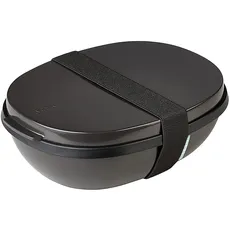 Mepal - Lunchbox Ellipse Duo - Meal Prep Box für Erwachsene & Salatbox zum Mitnehmen - Brotdose für ein gesundes Mittagessen - Ideal für Sandwiches & Salate - 825 ml + 600 ml - Nordic black