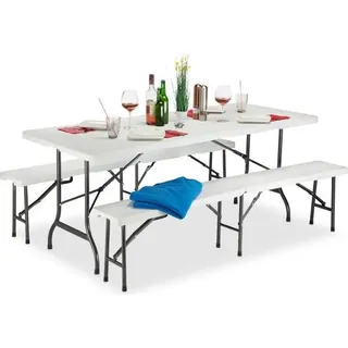 Klappbares Gartenmöbelset weiß wetterbeständig aus Kunststoff und Metall 97.5x80.5cm - Weiß