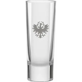 Schnapsstamperl mit Tiroler Adler Gravur – 2 cl – Hochwertiges Schnapsglas aus Glas – Made in Austria – Perfekt für Zirbenschnaps & Edelbrände - Geschenk aus der Region