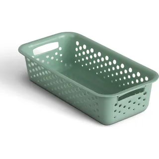 Aufbewahrungskorb 0,7L mit Griffen - BPA-Frei - Organizer ( 20 x 10 x 5 cm / Grün ) - Körbchen für Bad Küche Schlafzimmer, Haushaltskorb