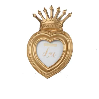 Willump Gold Crown Photo Frame, 12x17cm/7inch Resin Picture Frame with Kickstand - Vintage Picture Frame for Portrait or Family Photos (Herz figur-5 x 7,6 cm)