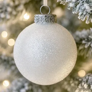 Große weiße Kugeln als Weihnachtsdekoration für den Weihnachtsbaum – extra große bruchfeste 120-mm-Schneebälle aus glitzerndem Kunststoff und Schneeflocken, Ornament-Set mit 8 Stück