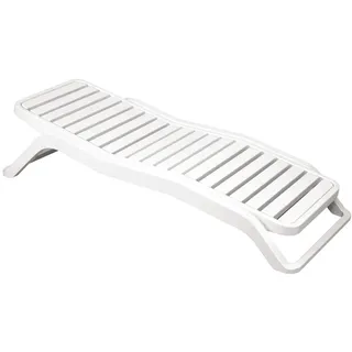 Stapelbare Monobloc-Sonnenliege mit anhebbarer Rückenlehne, Sonnendeck, Made in Italy, 71 x 192 x 100 cm, Farbe Weiß
