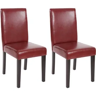 Mendler 2er-Set Esszimmerstuhl Littau Kunstleder rot-braun