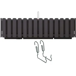 Prosperplast Boardee Fencycase Balkonkasten mit Aufhängung und Bewässerungssystem Blumenkasten Blumentopf mit Haken Pflanzkasten (580 mm Länge, Anthrazit)