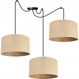 Hängelampe, Deckenleuchter, Lampenschirm 35 cm, Spinne - Schwarz, Weiß, Beige