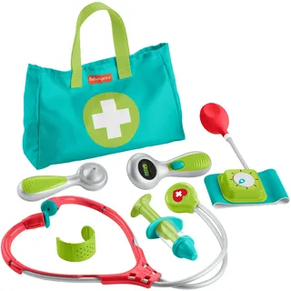 Fisher-Price Arzttasche für Rollenspiele für Kindergartenkinder, 7-teilige Doktortasche, Spielzeug zum Verkleiden für Kinder ab 3 Jahren, HYH26