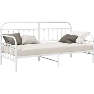 vidaXL Tagesbettrahmen Weiß 100 x 200 cm Pulverbeschichteter Stahl - Weiß