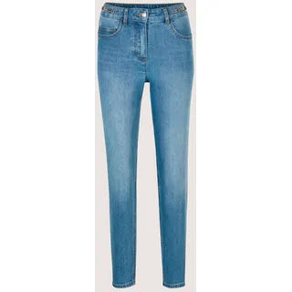 Regular-fit-Jeans MADELEINE "Jeans Lange Slim Fit Stretch-Jeans", Damen, Gr. 34, N-Gr, beige (bleached, denim), Obermaterial: 98% Baumwolle CO. 2% Elasthan EL., Modern, Jeans Regular-fit-Jeans