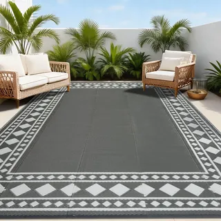 Omgoods – Wetterfestes Outdoor-Teppich, 150 x 245 cm – Umlaufbar und wasserdurchlässig