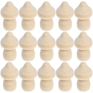Pilz Holzfiguren zum Bemalen Basteln: 15 Stücke Holzpilze Miniatur Ornamente Tortenfiguren Holz Spielfiguren Figurenkegel Holzkegel Weihnachten Deko Figuren DIY Kinder Bastelset Feengarten Zubehör