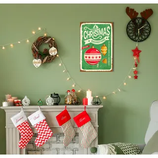 queence Metallbild »Christmas Decorations« Schriftzug   Schriftzüge   Weihnachten   Weihnachtsbaumkugel 1 Stk. tlg. Stahlschilder, rot