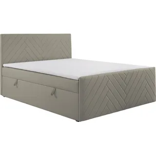KSHOMECONCEPT Boxspringbetten mit Bettkasten NOVA 120x200, Bonellfederkern Matratze, Beige - Beige