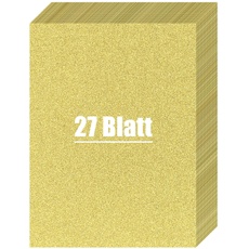 VGOODALL 27 Blatt Perglanz-Papier, DIN A4 Goldmetallisches Bastelpapier mit Perlmutt-Schimmer Glitzerpapier 250 g/m2