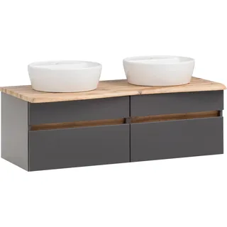 Held Möbel Doppelwaschtisch Trient 121 cm Grau Matt mit Softclose