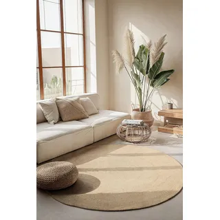 HANSE HOME Rangpur Juteteppich oval 100 x 100 cm Beige/Weiß