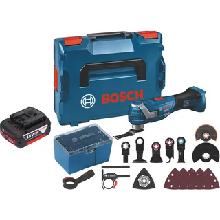 Bosch Professional, Multifunktionswerkzeug, Bosch GOP 18V-34 Professional Akku Multi Cutter 18 V Starlock Plus + 1x Akku 5,0 Ah + 17 tlg.