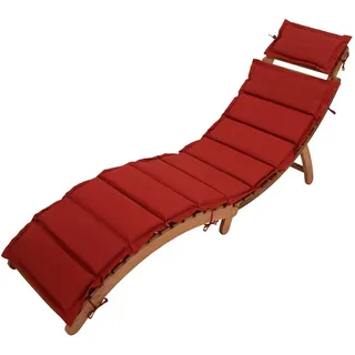 Gartenliege PANAMA klappbar, Akazie geölt, mit Auflage rot Sonnenliege Liege